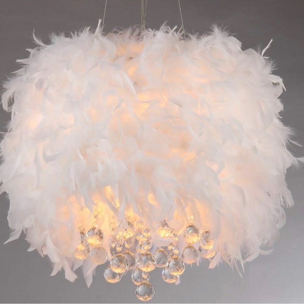 Feather Pendant Light w/ Crystals
